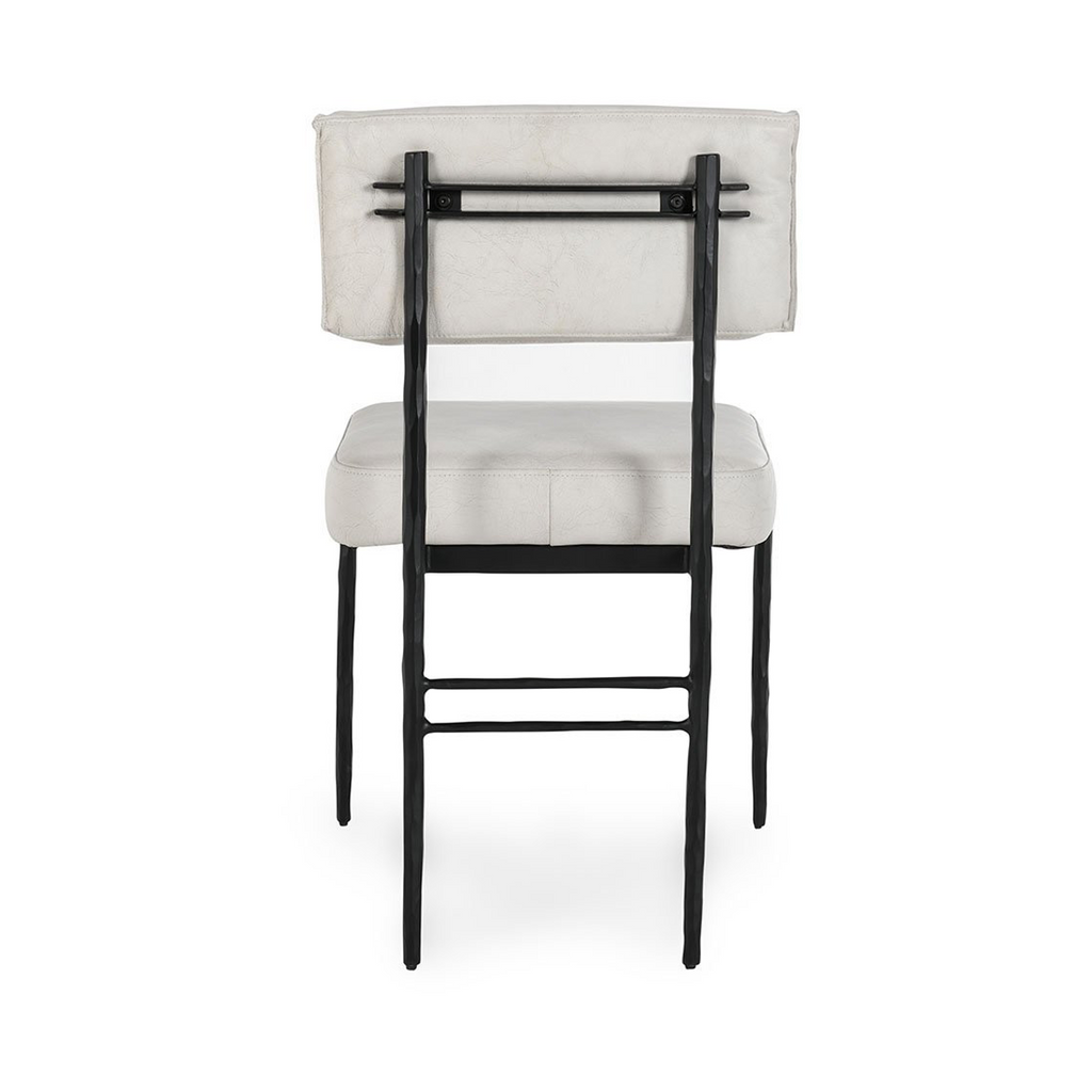 Off-White Leather Dining Chair Set of 2