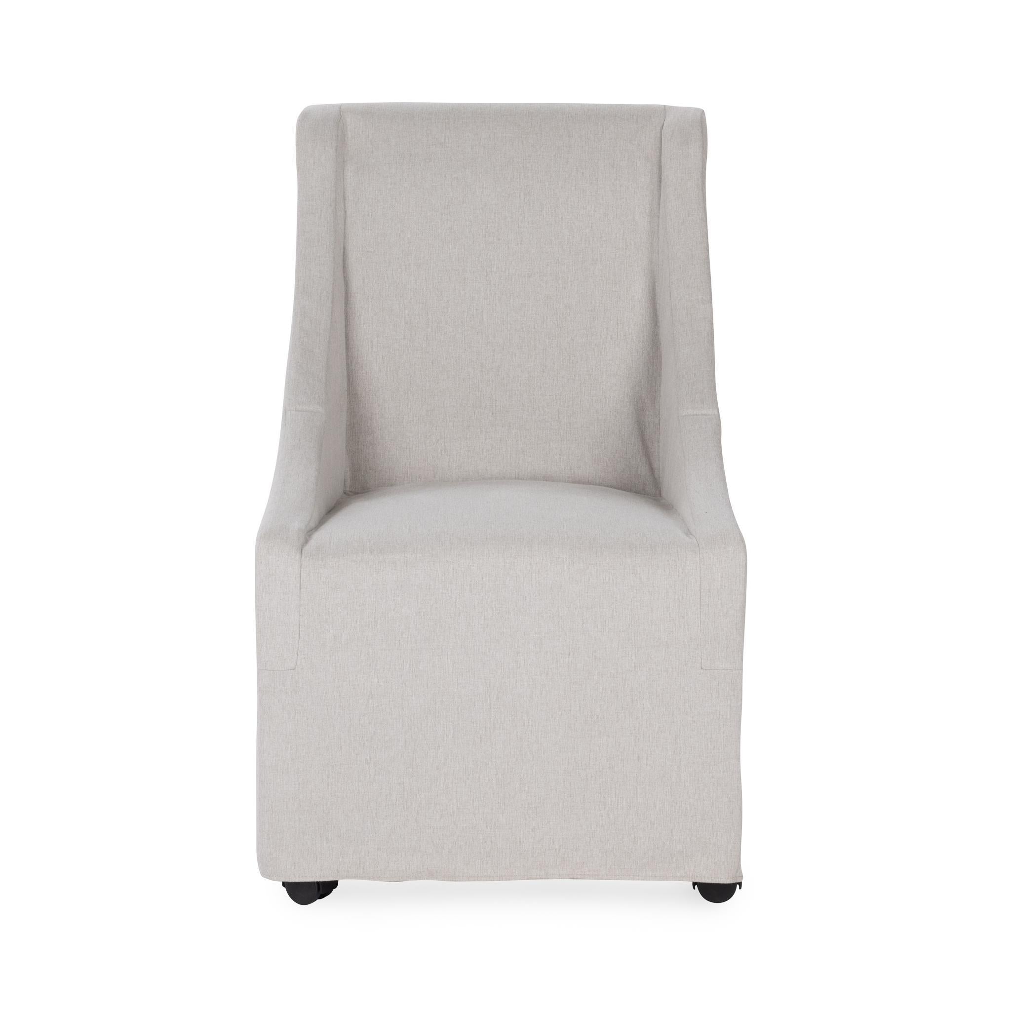 Upholstered Rolling Dining Chair - Stone Beige