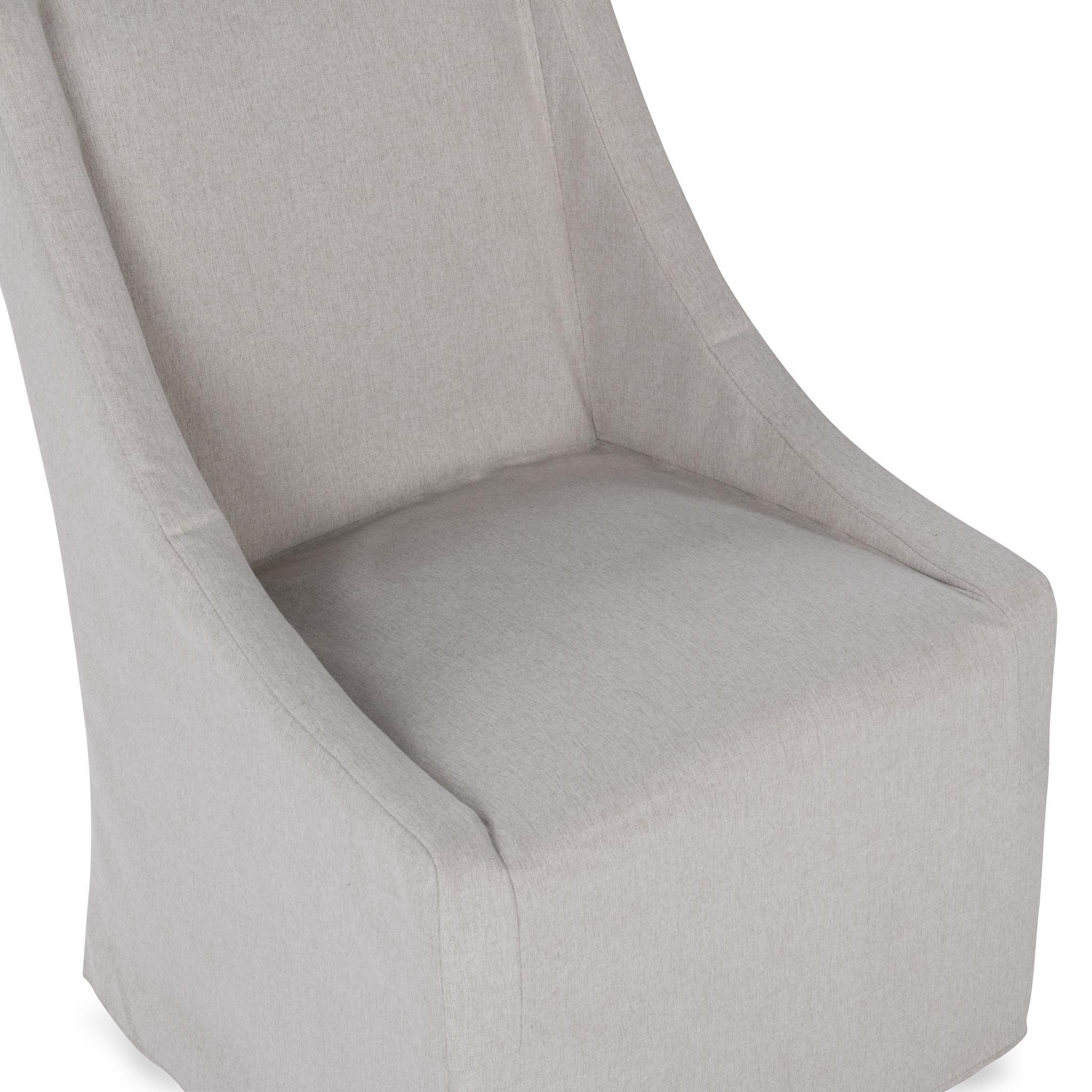 Upholstered Rolling Dining Chair - Stone Beige