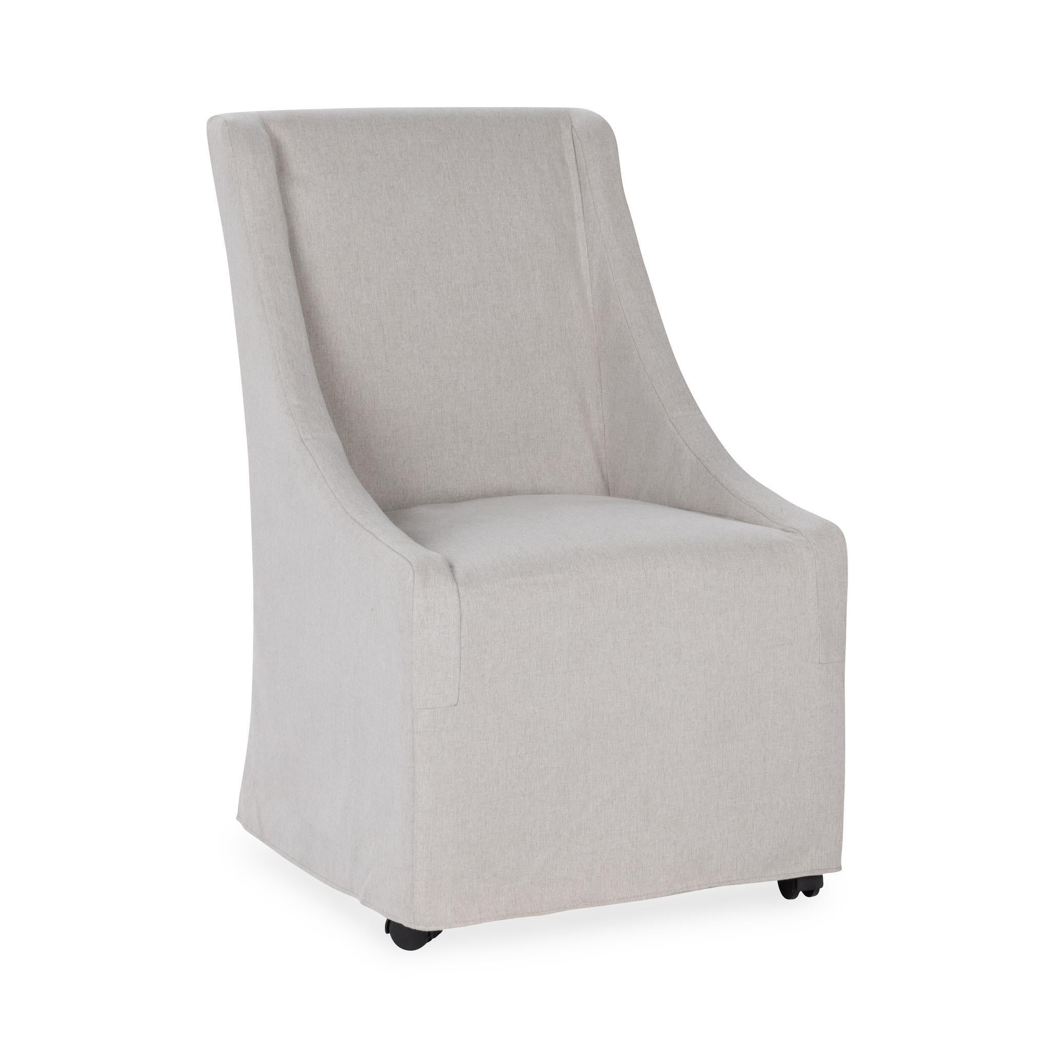 Upholstered Rolling Dining Chair - Stone Beige