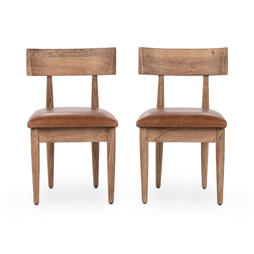 Leather Dining Chair Set of 2 - Golden Wheat