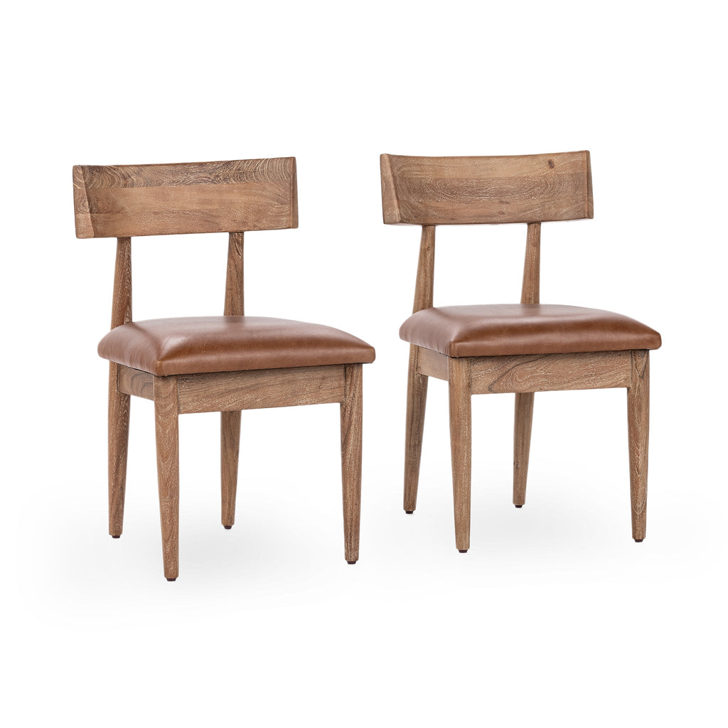 Leather Dining Chair Set of 2 - Golden Wheat