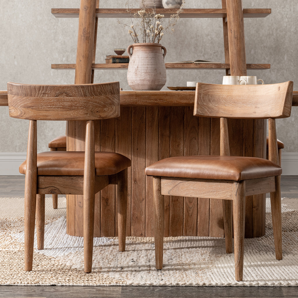 Leather Dining Chair Set of 2 - Golden Wheat