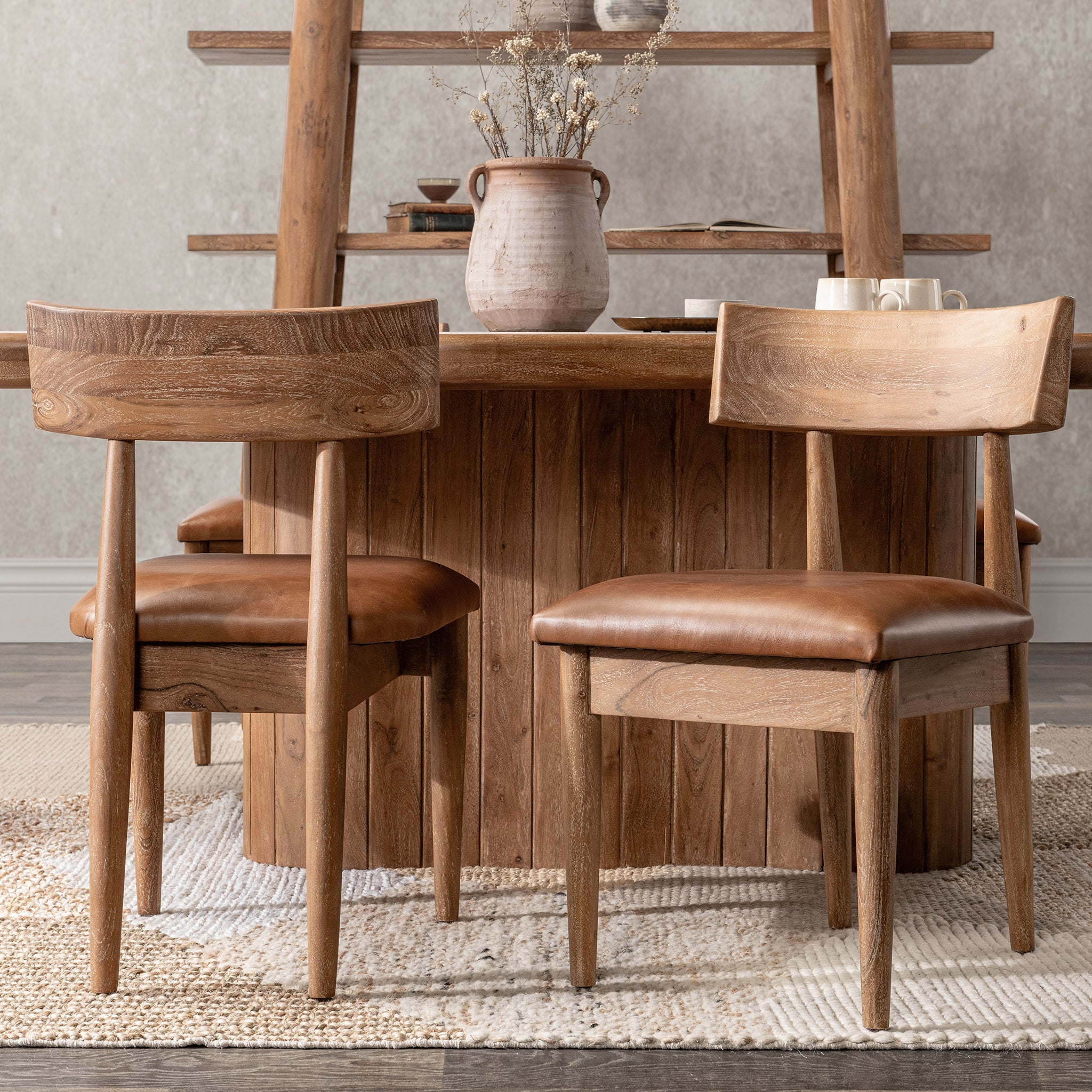 Leather Dining Chair Set of 2 - Golden Wheat