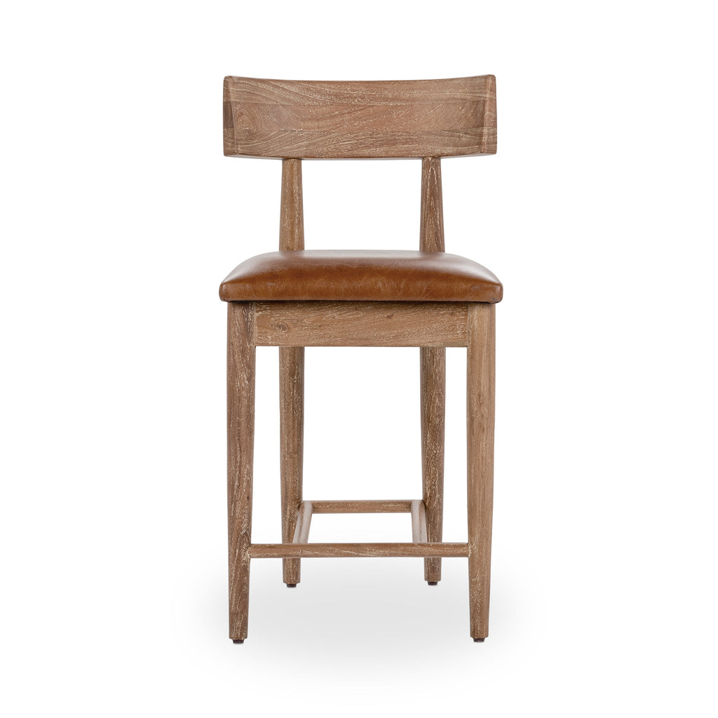 Golden Wheat Leather Counter Stool