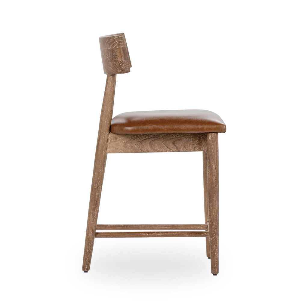 Golden Wheat Leather Counter Stool