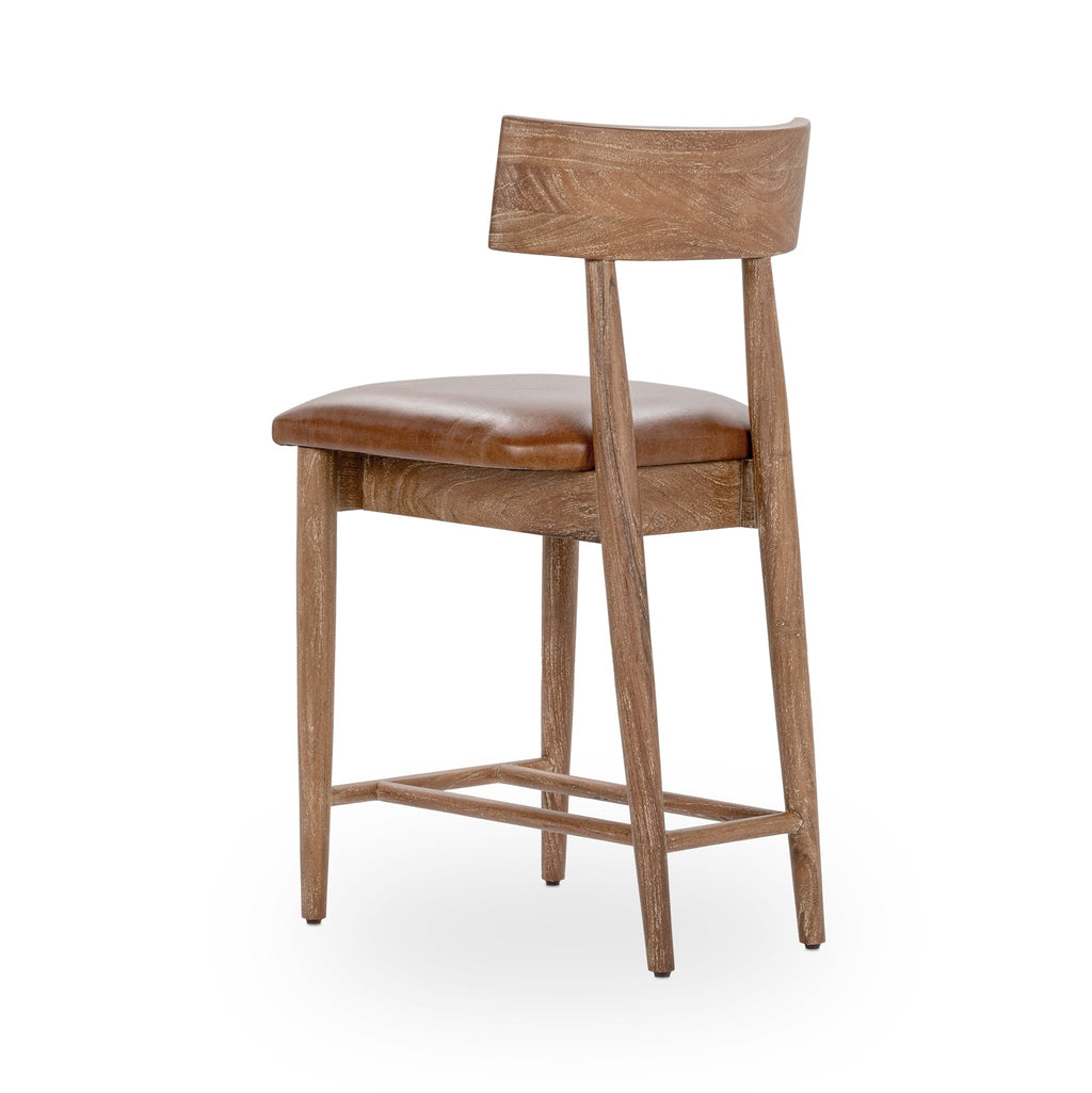 Golden Wheat Leather Counter Stool
