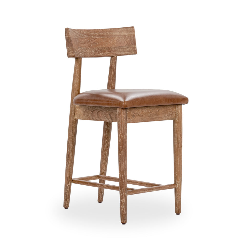 Golden Wheat Leather Counter Stool