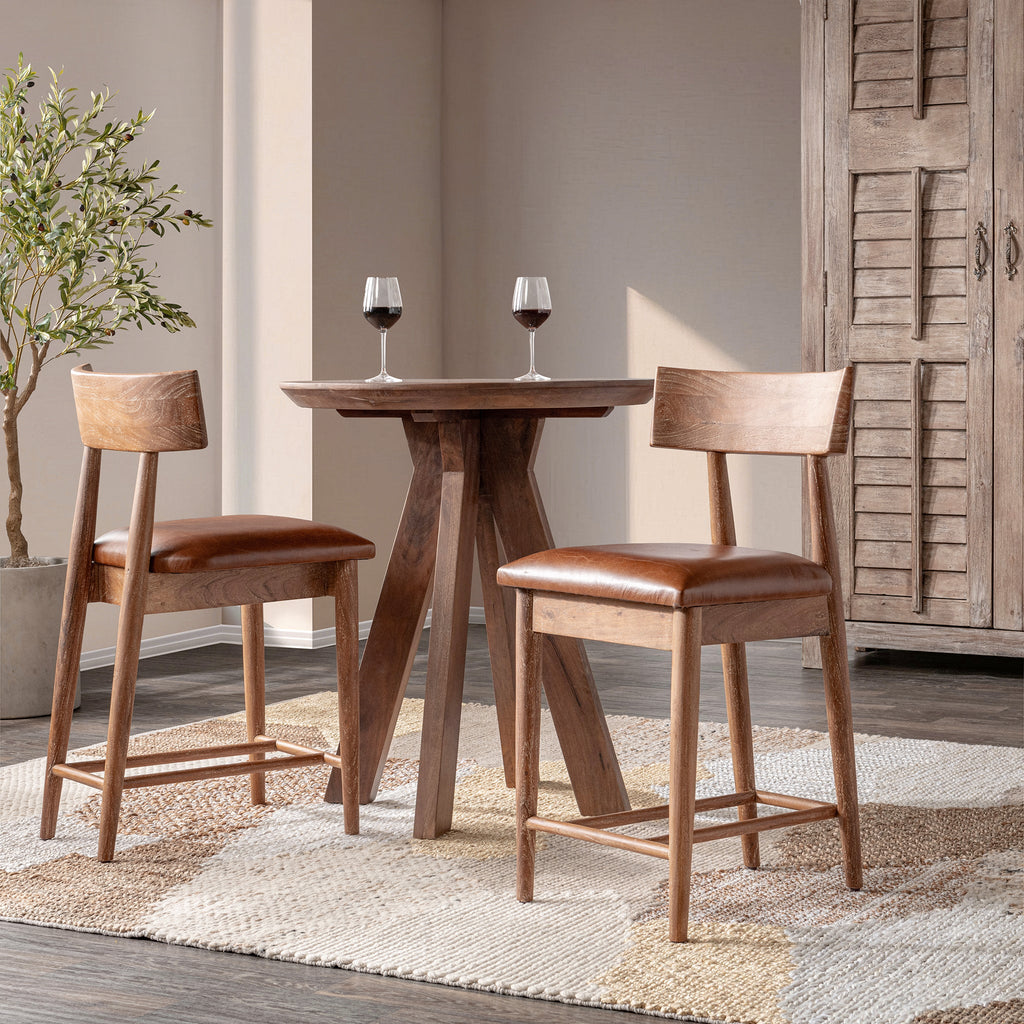 Golden Wheat Leather Counter Stool