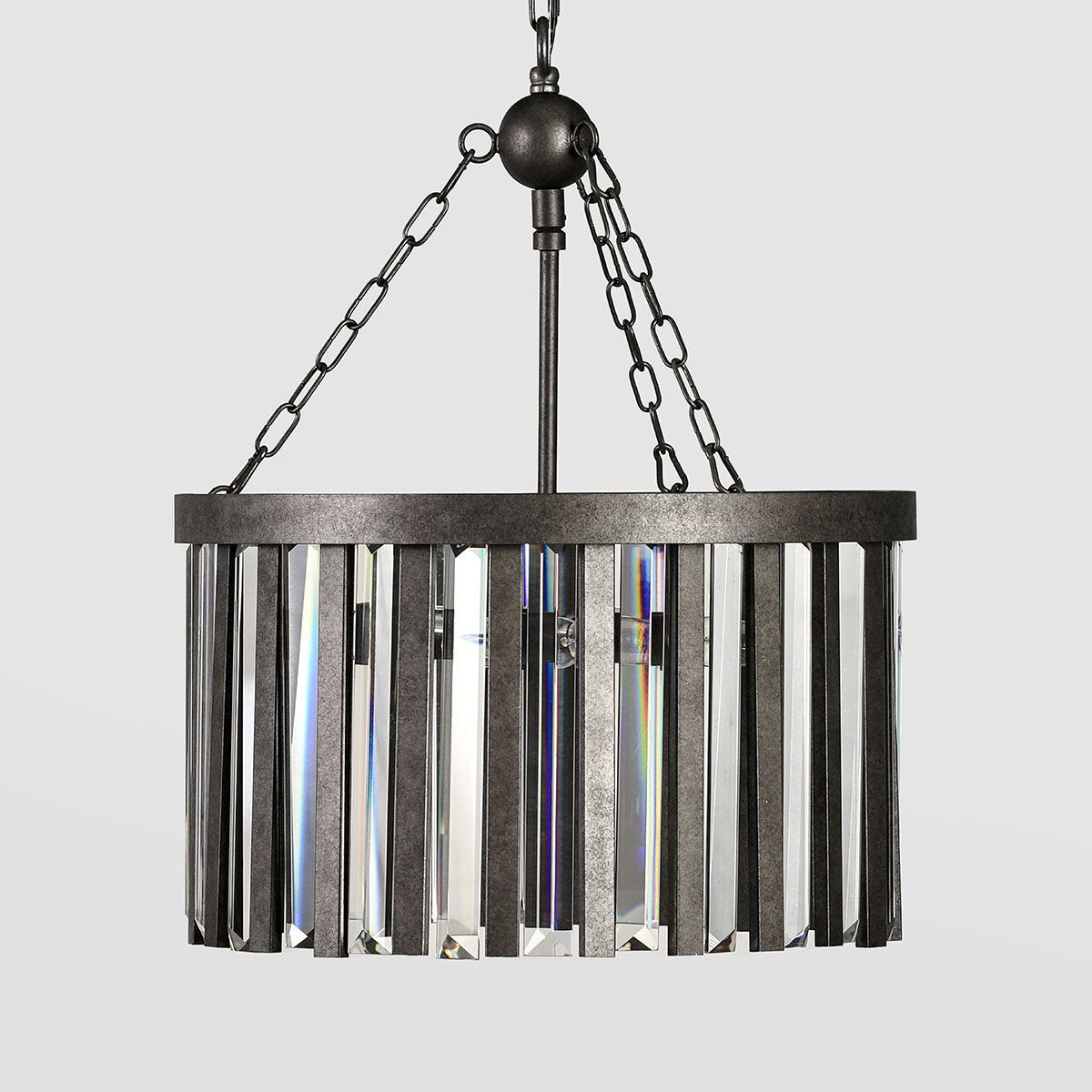 Pewter Glass 4-Bulb Chandelier