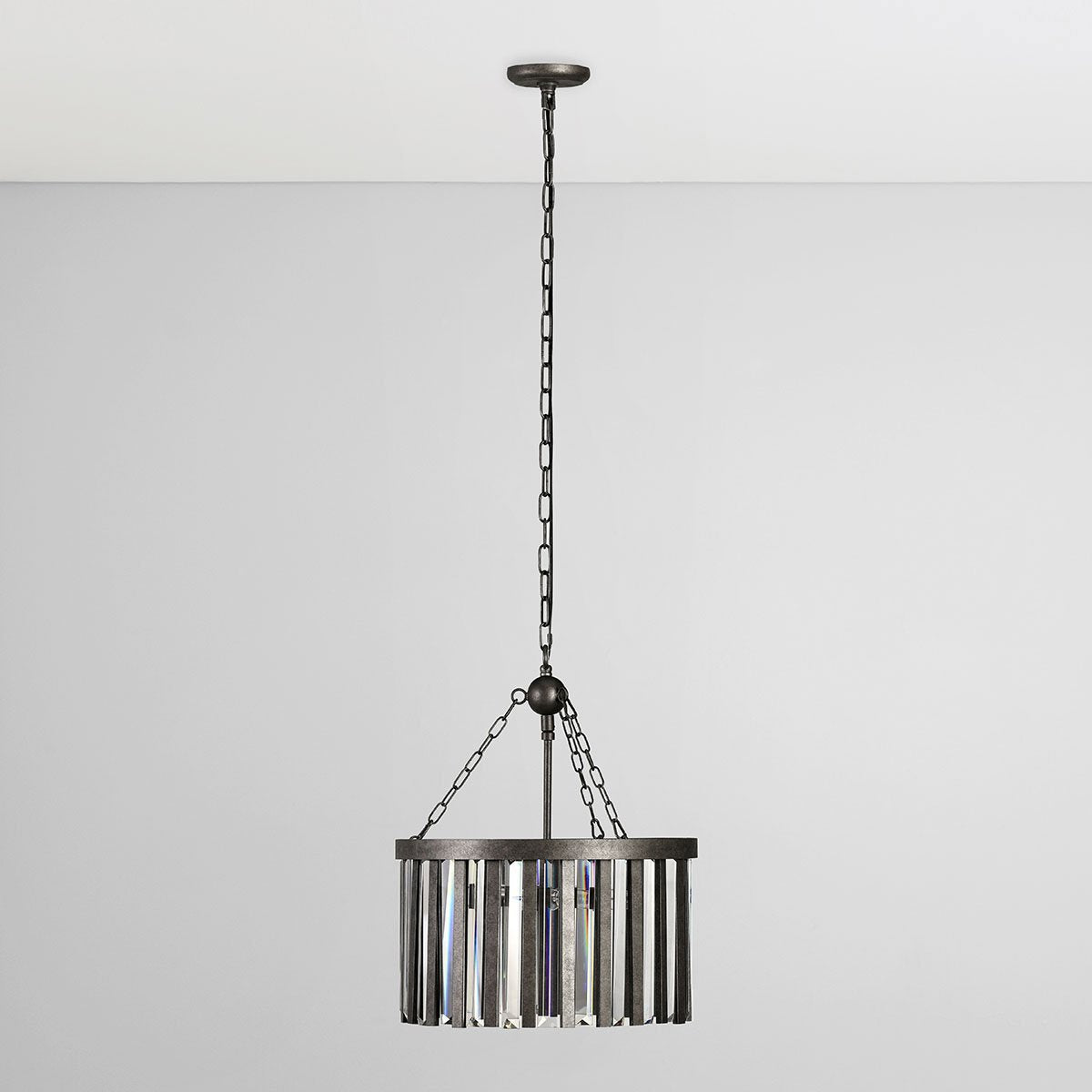 Pewter Glass 4-Bulb Chandelier