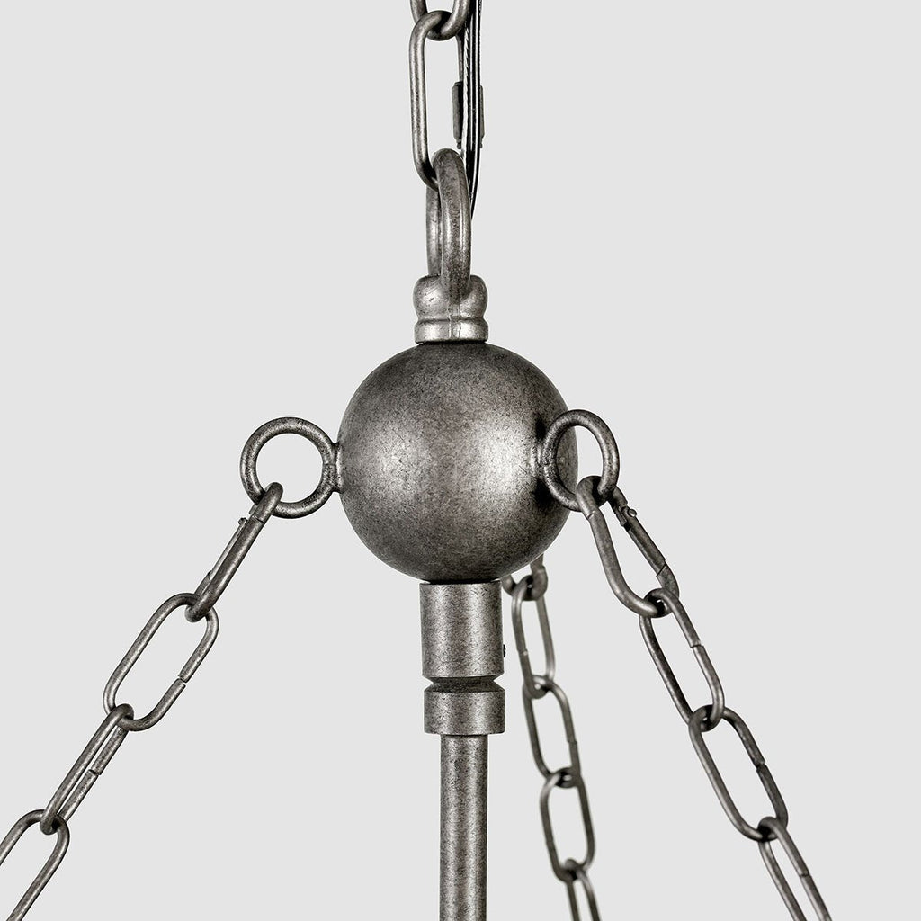 Pewter Glass 4-Bulb Chandelier