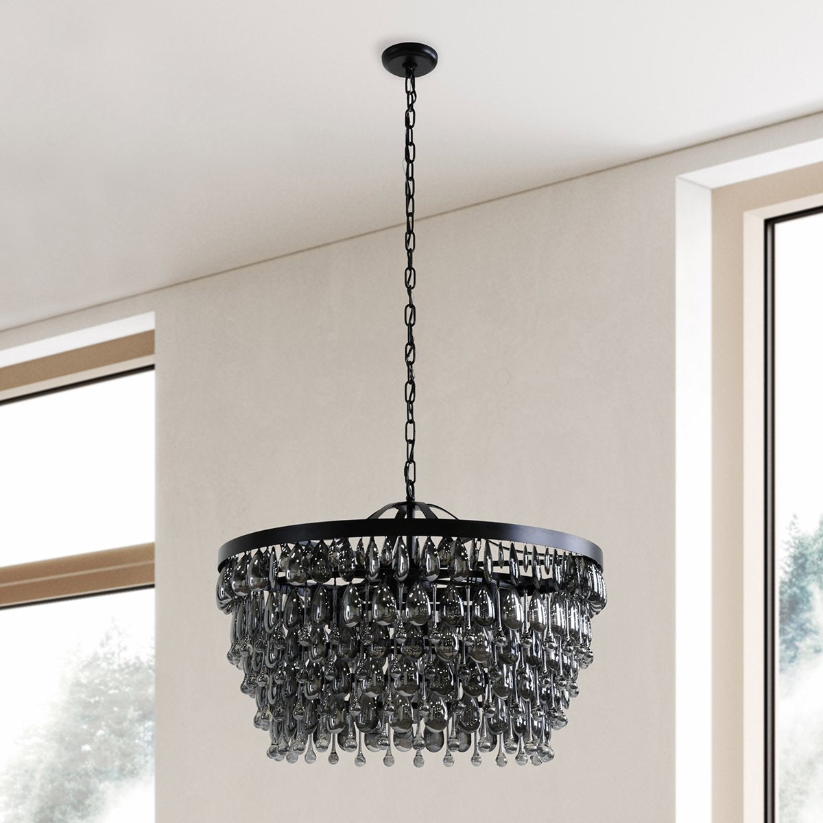 Compact Glass Round Chandelier