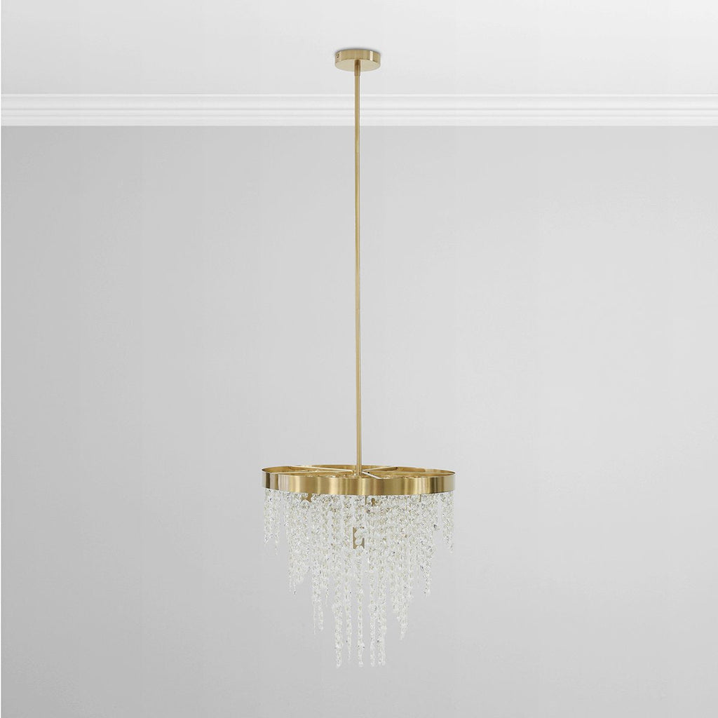 Timeless Clear Glass Brass Chandelier