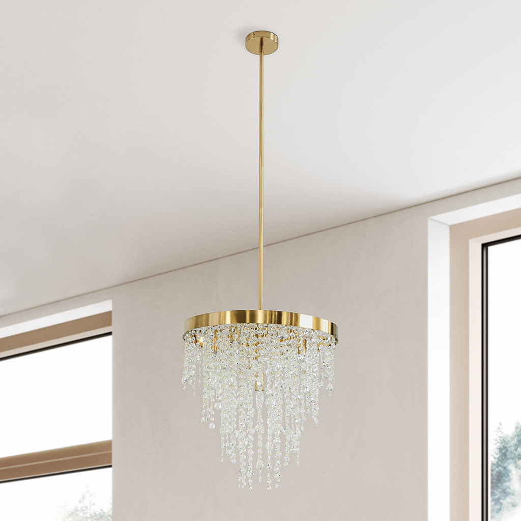 Timeless Clear Glass Brass Chandelier