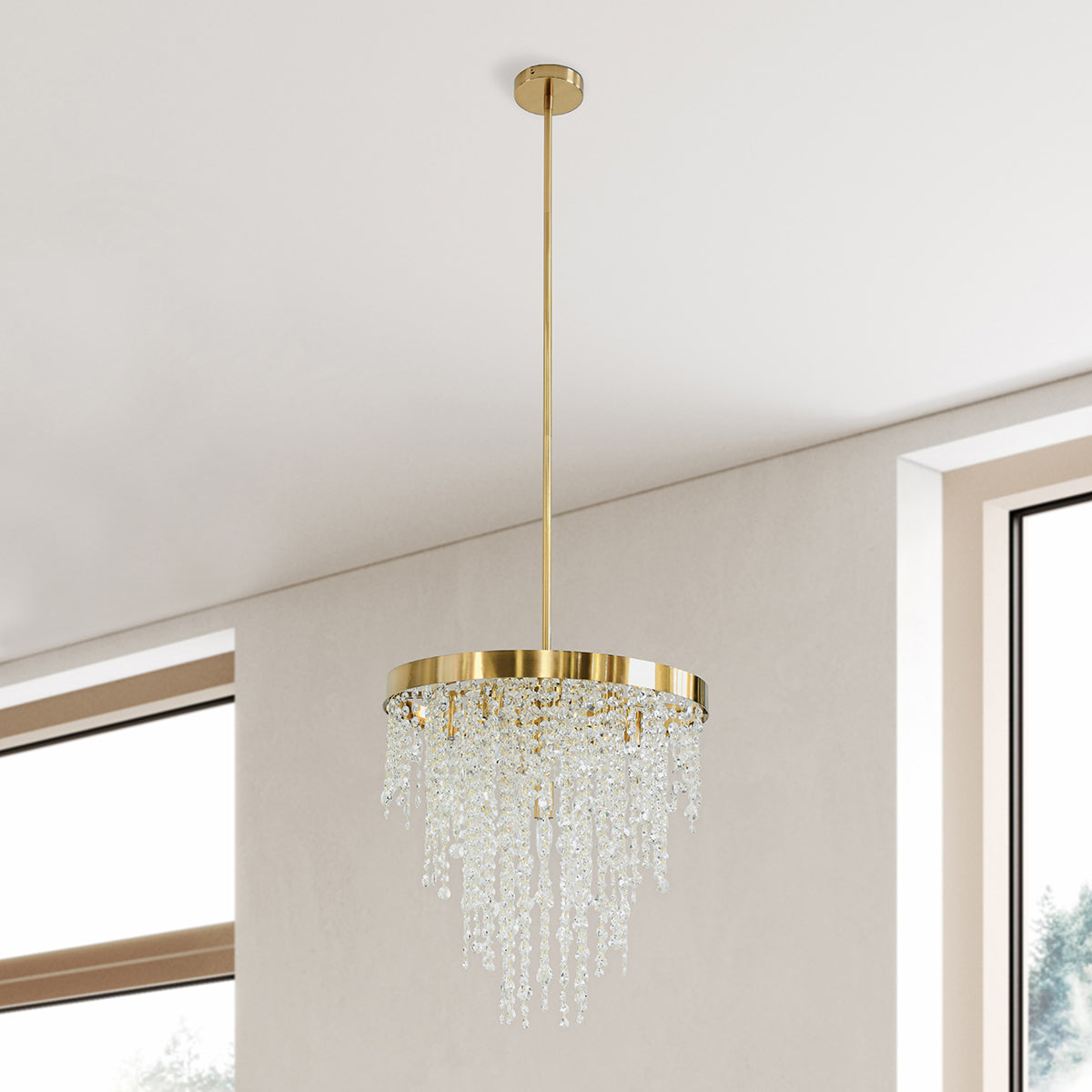Timeless Clear Glass Brass Chandelier