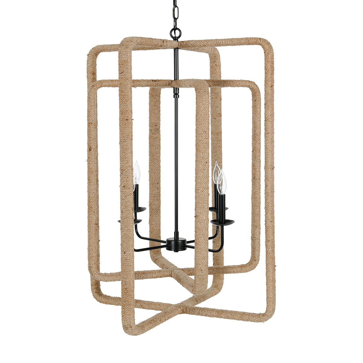 Jute Iron Warm Glow Chandelier