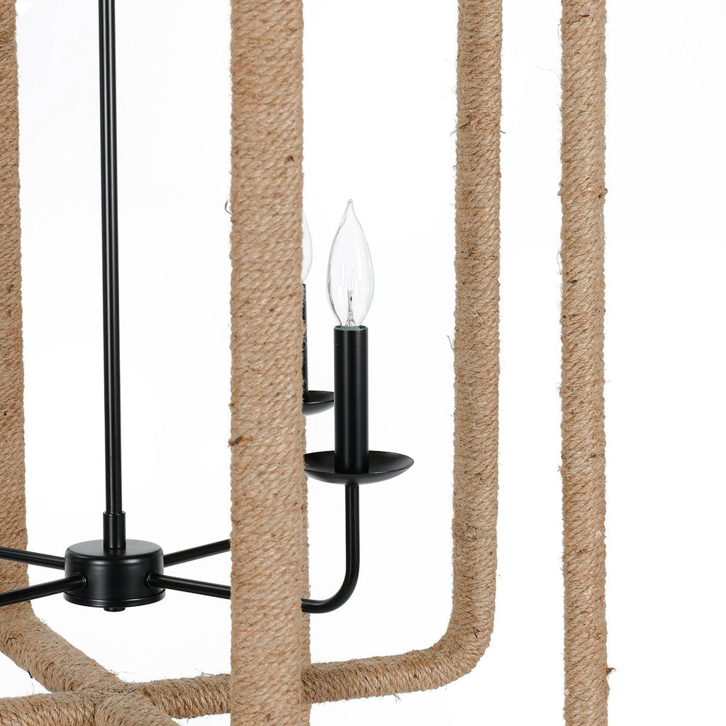 Jute Iron Warm Glow Chandelier