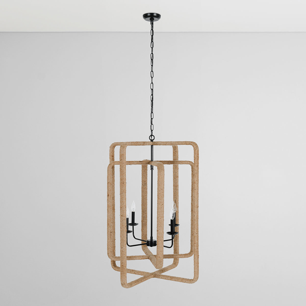 Jute Iron Warm Glow Chandelier