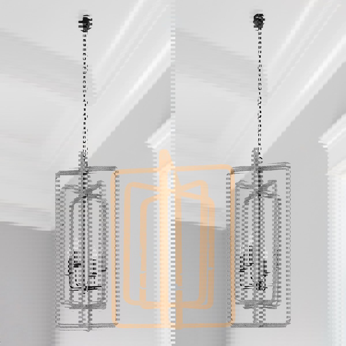 Jute Iron Warm Glow Chandelier