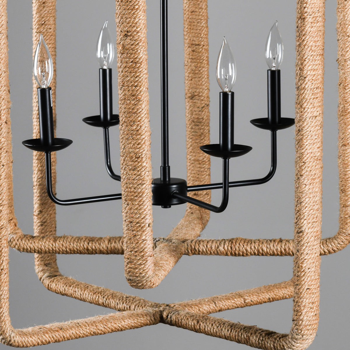 Jute Iron Warm Glow Chandelier