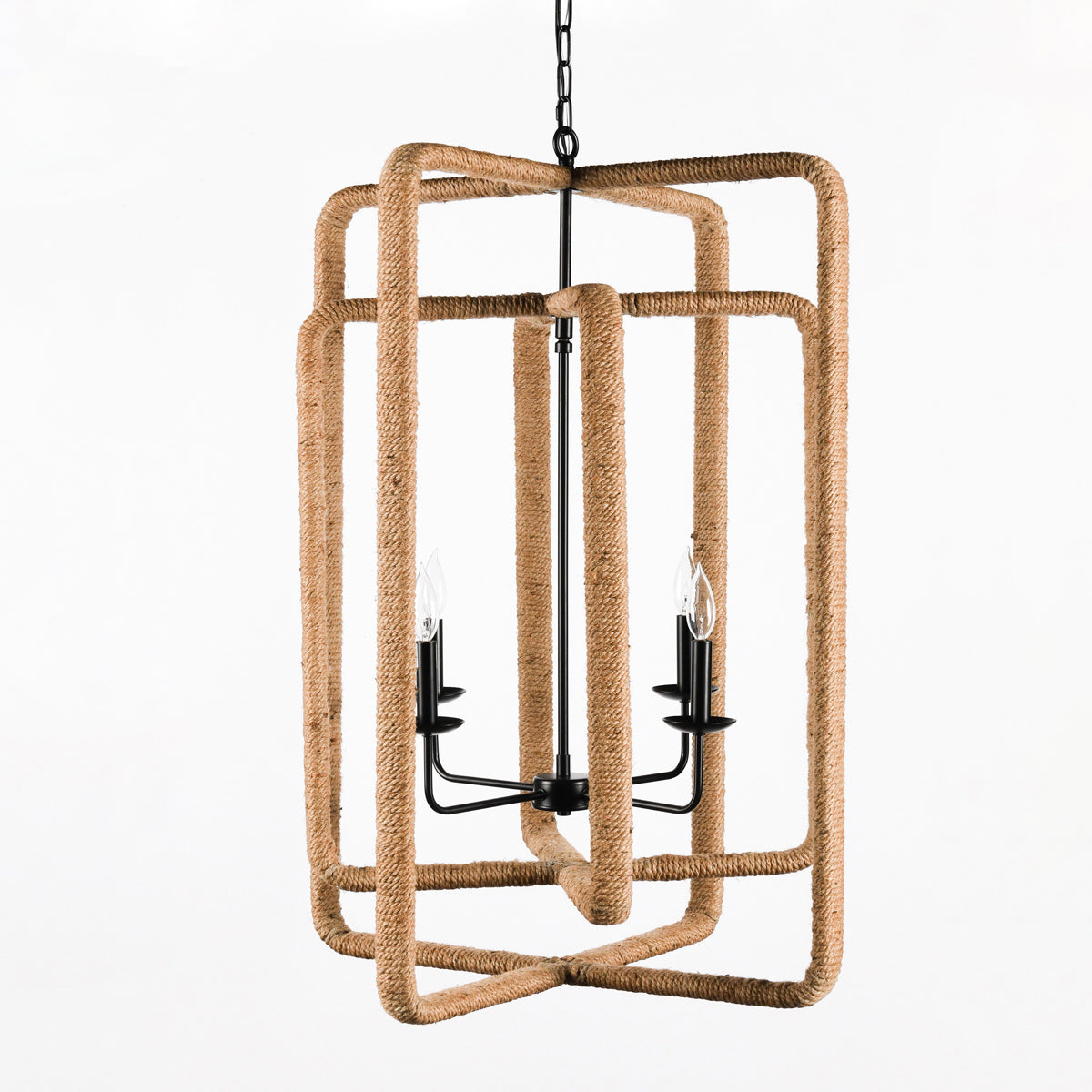 Jute Iron Warm Glow Chandelier