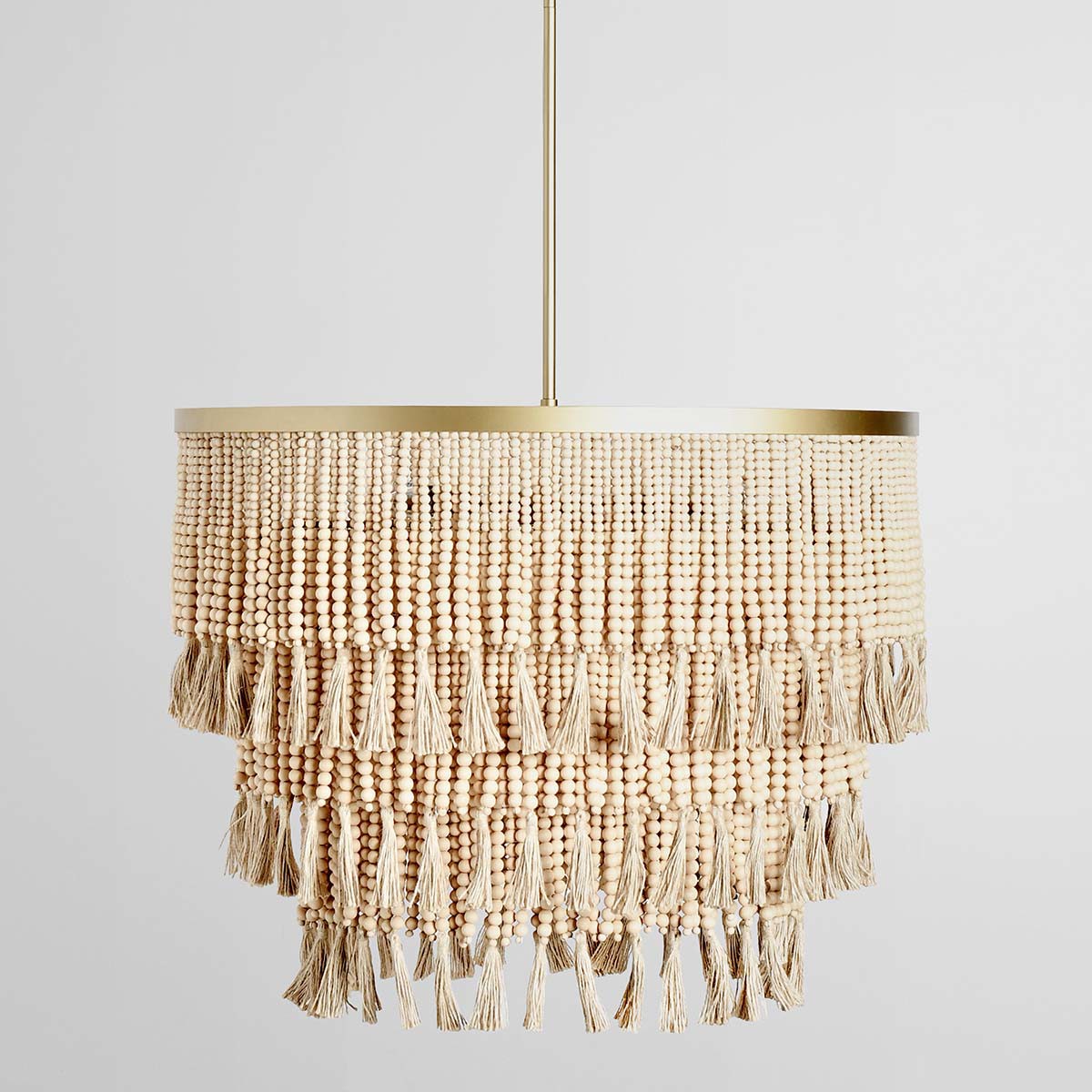 Bohemian Wood Beaded Round Chandelier