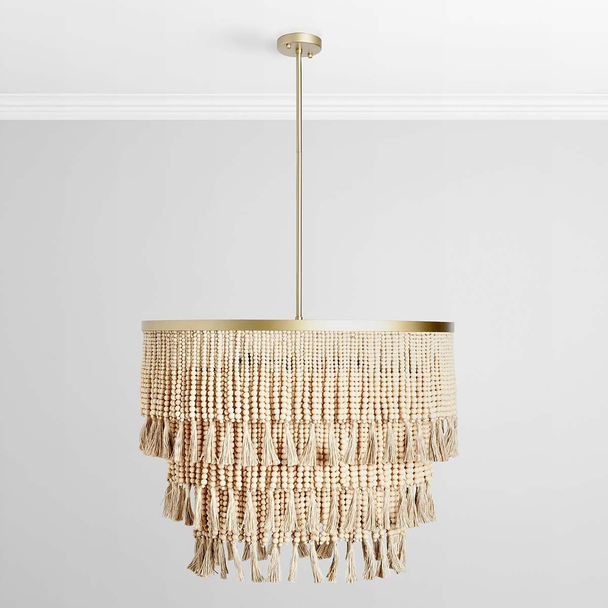 Bohemian Wood Beaded Round Chandelier