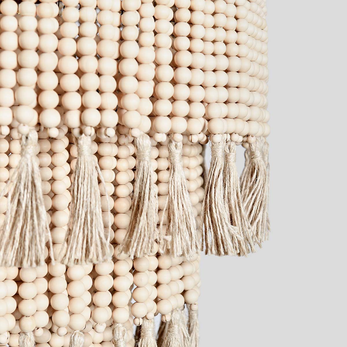 Bohemian Wood Beaded Round Chandelier