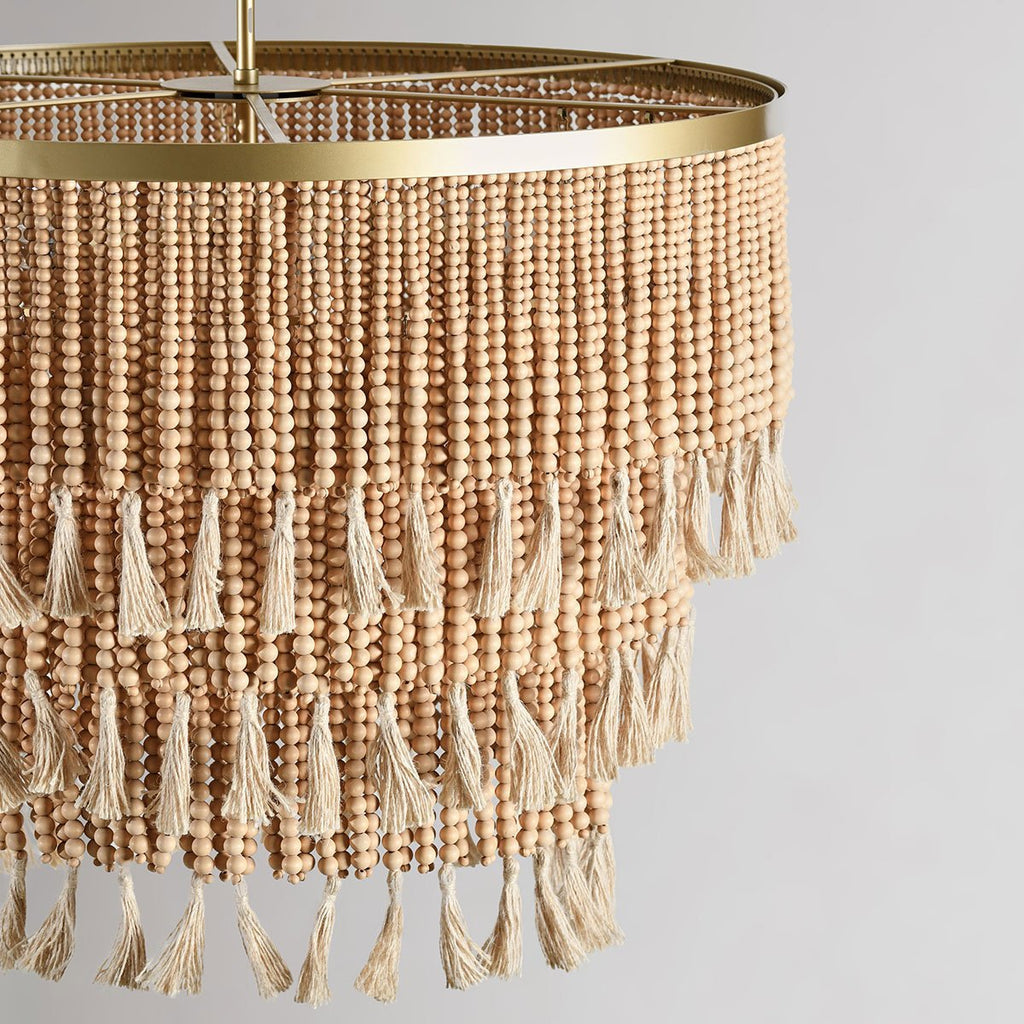 Bohemian Wood Beaded Round Chandelier