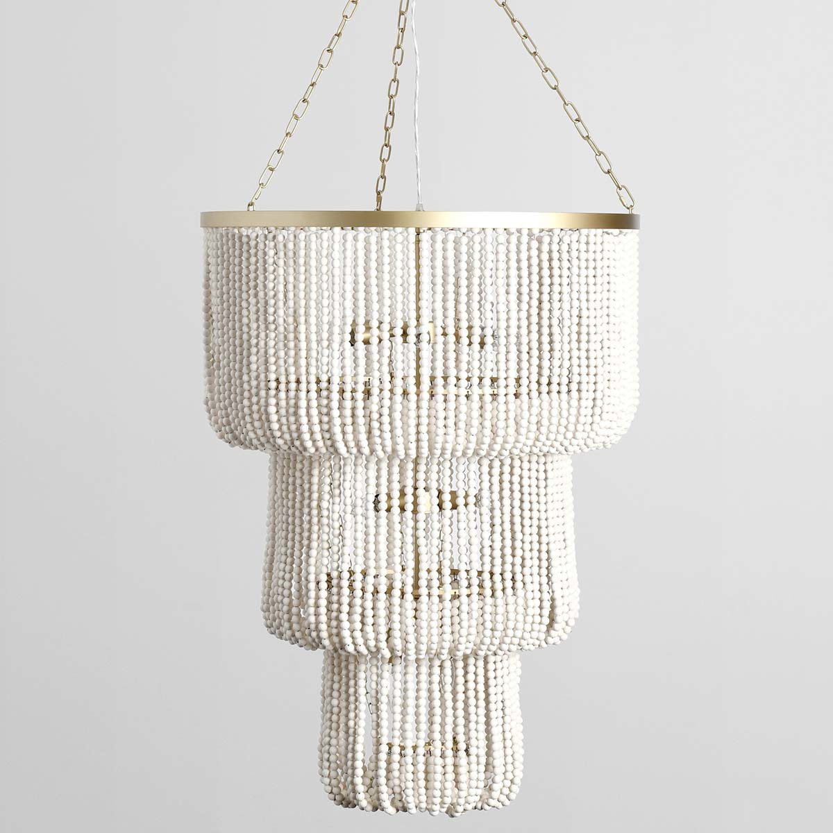 Wood Beaded Round Chandelier