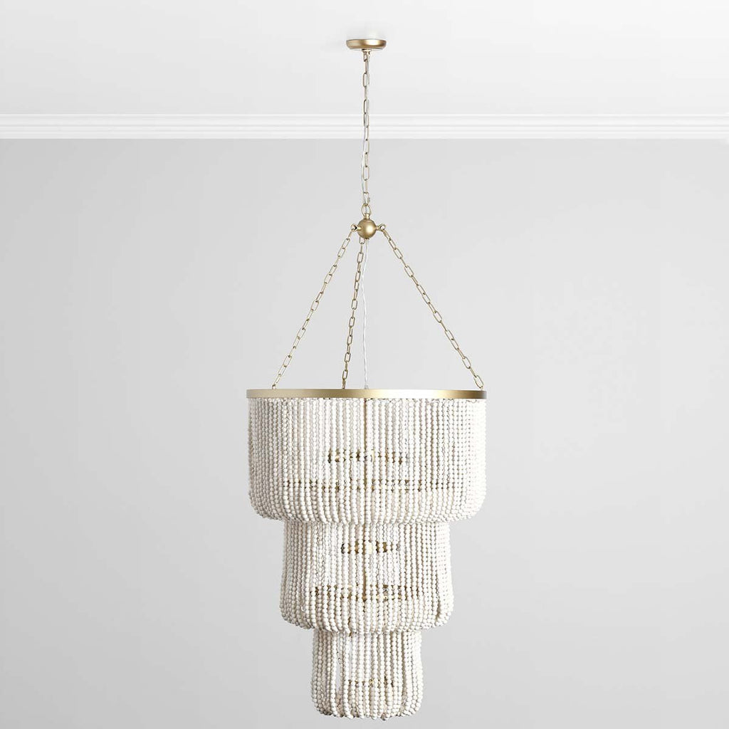 Wood Beaded Round Chandelier