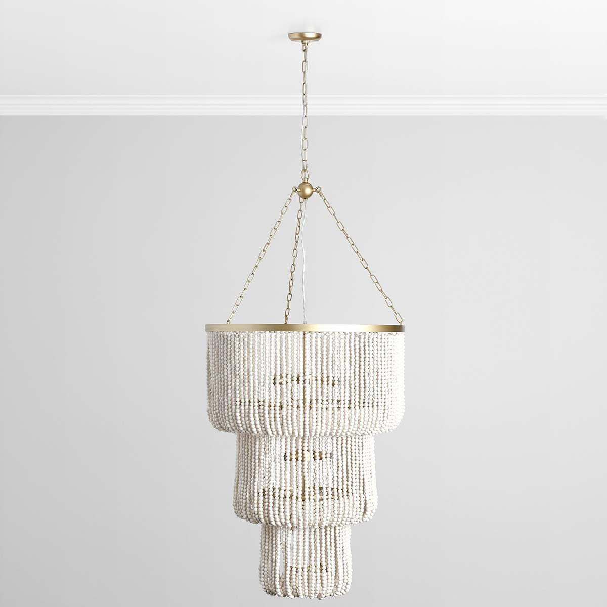 Wood Beaded Round Chandelier