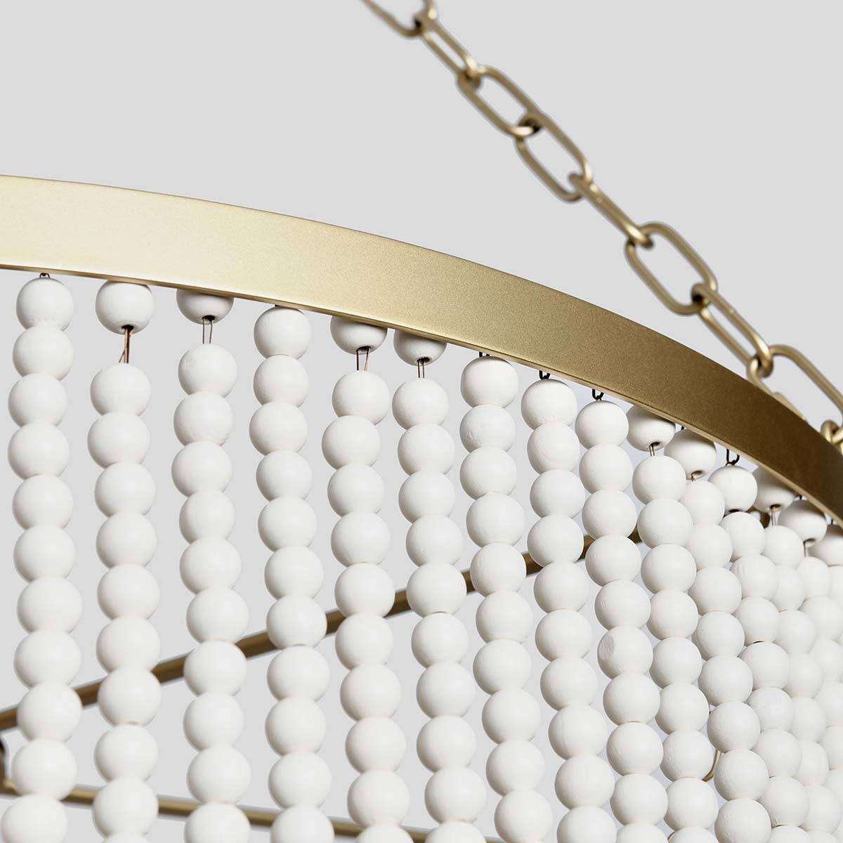 Wood Beaded Round Chandelier