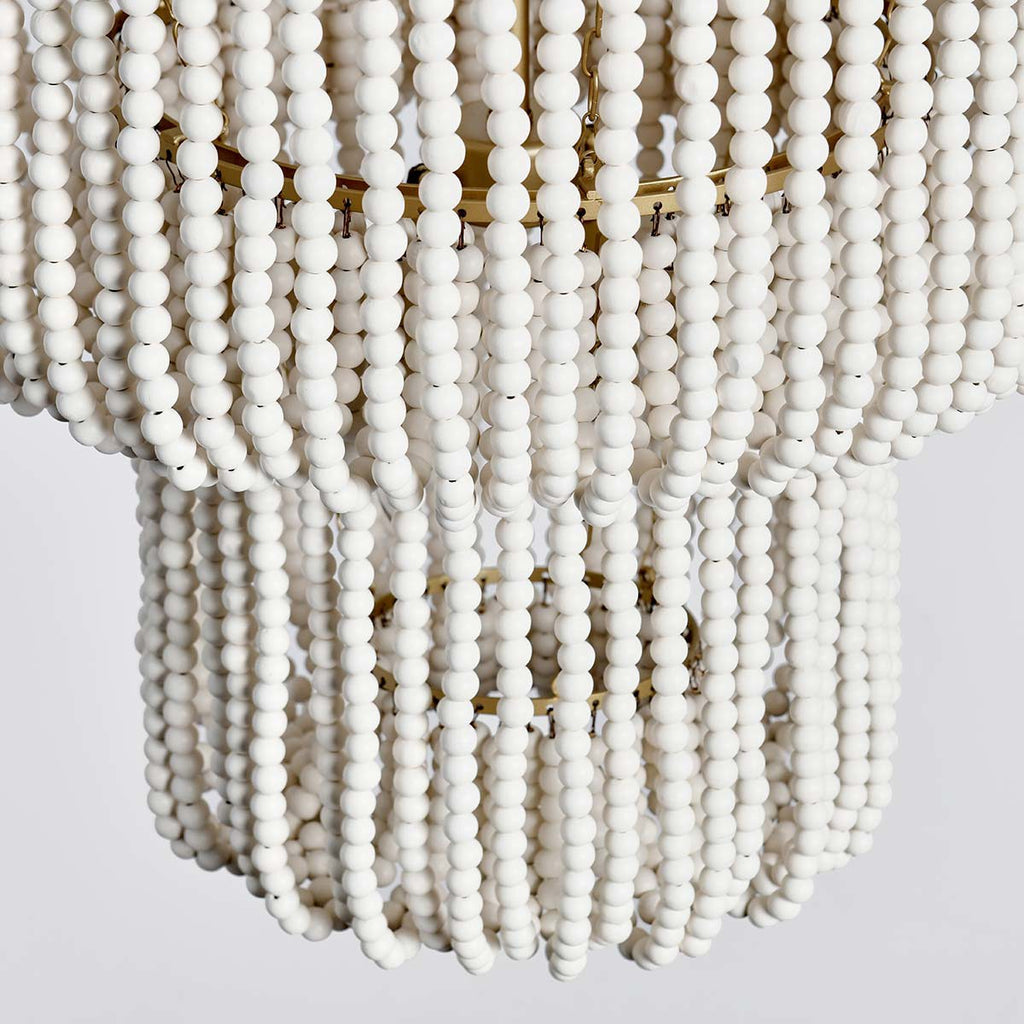 Wood Beaded Round Chandelier