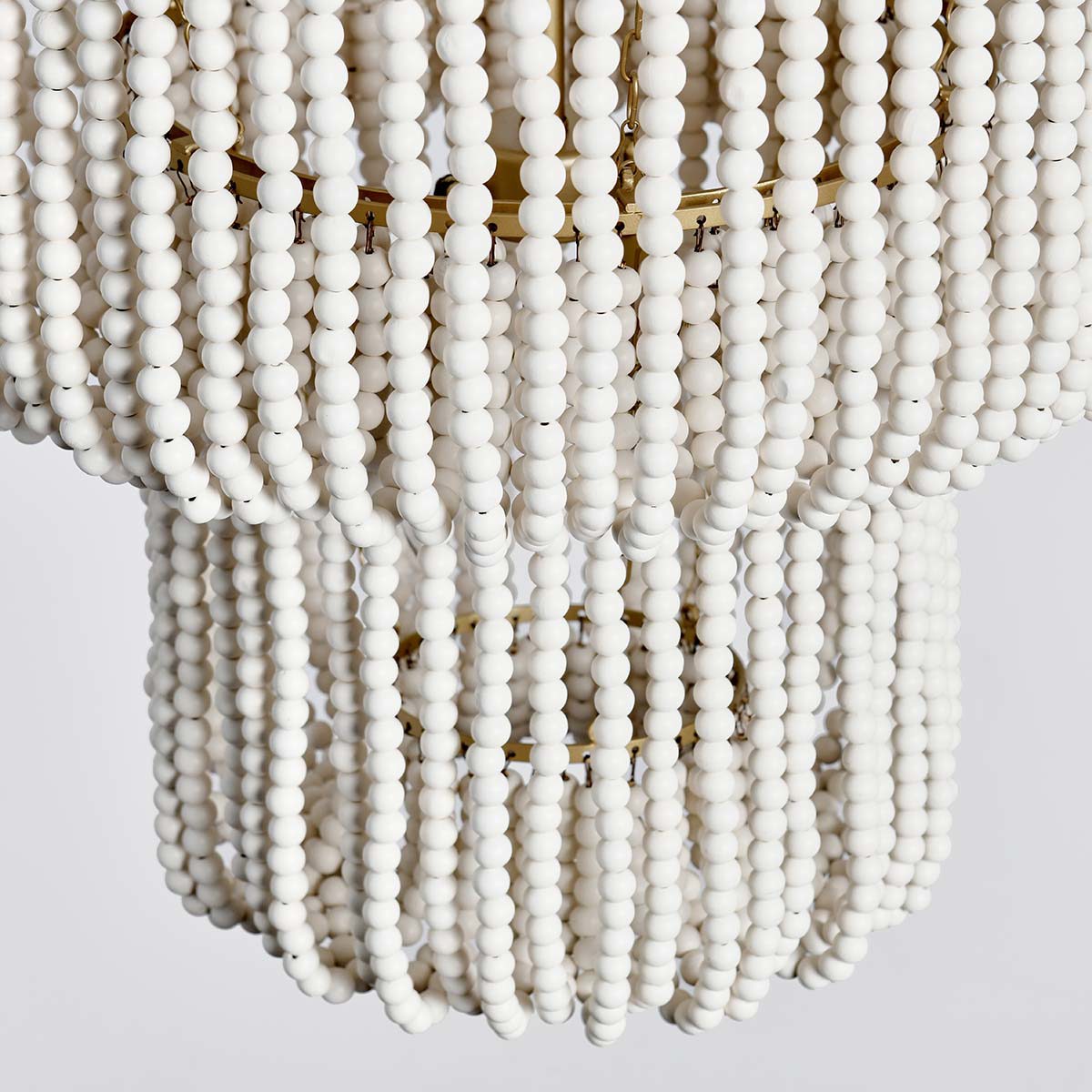 Wood Beaded Round Chandelier