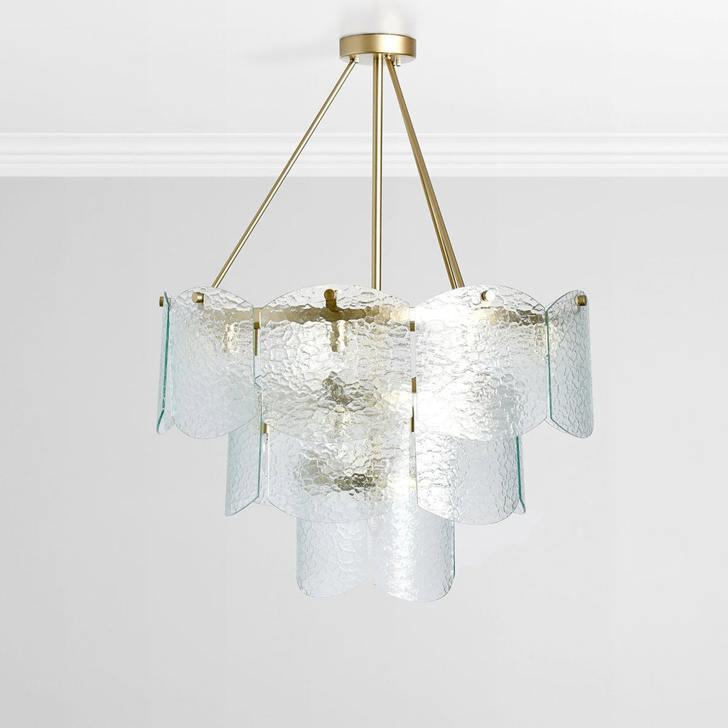 Gold Iron Glass Round Chandelier