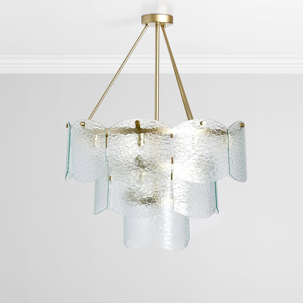 Gold Iron Glass Round Chandelier