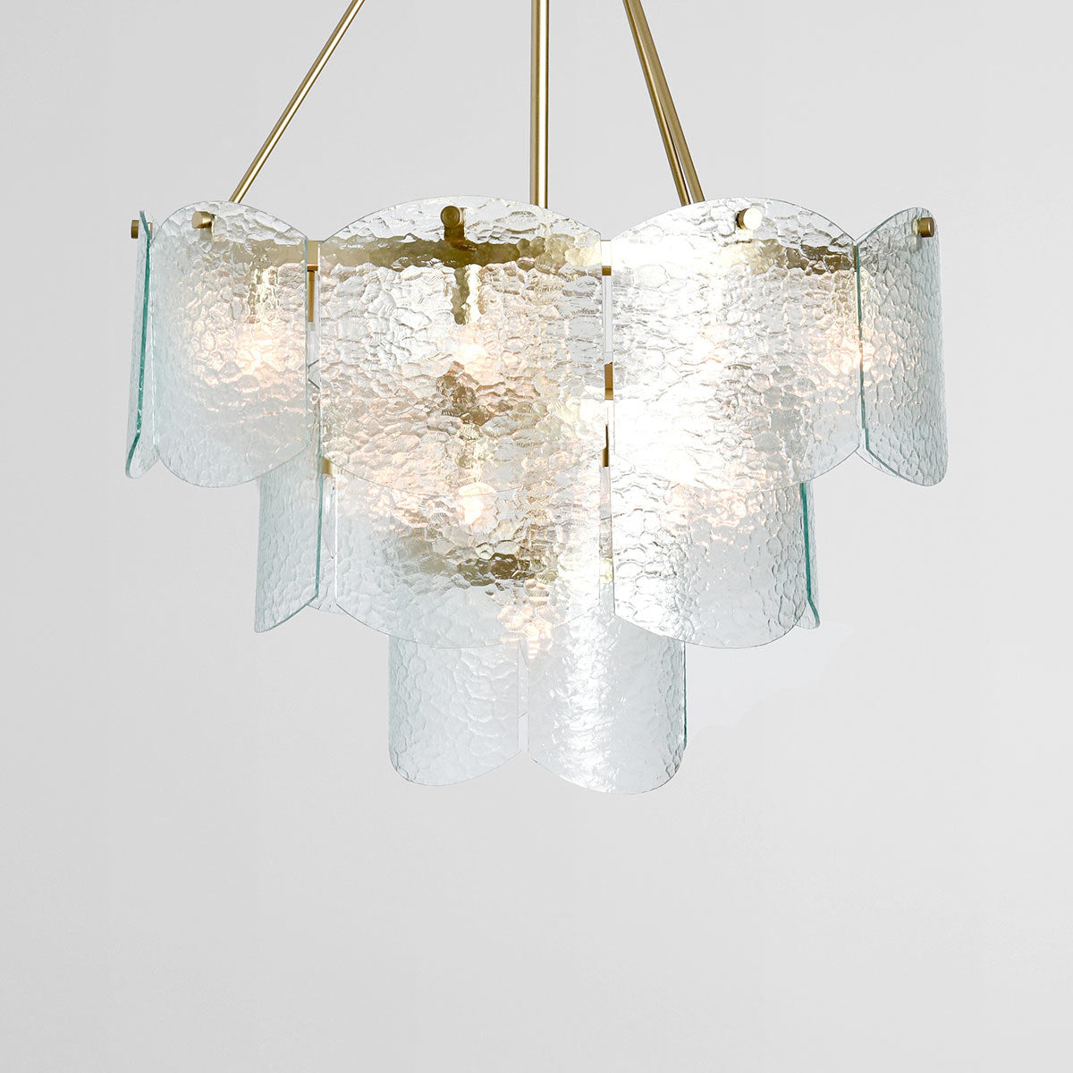 Gold Iron Glass Round Chandelier