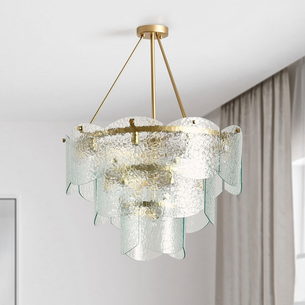 Gold Iron Glass Round Chandelier