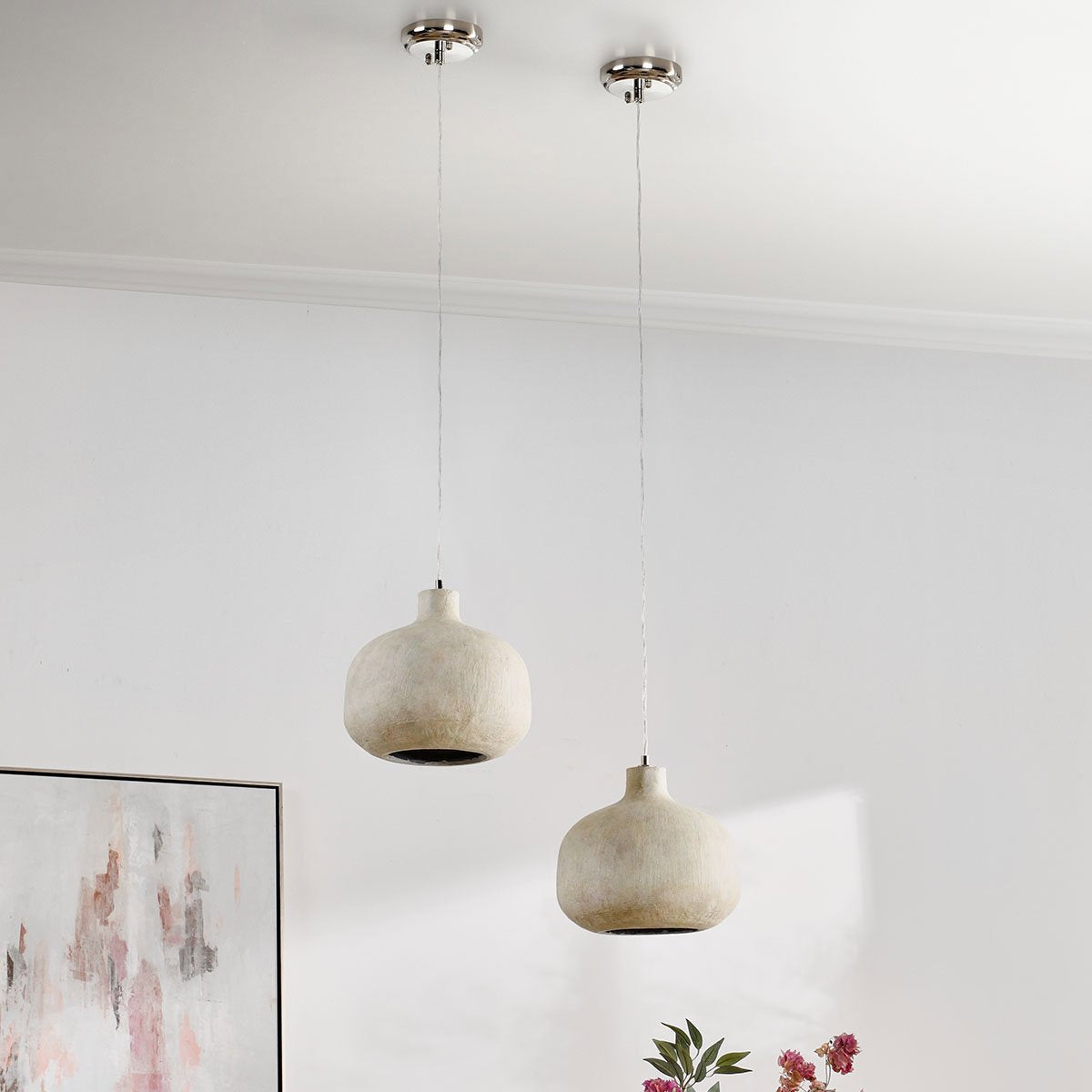 Antique White Concrete Round Pendant