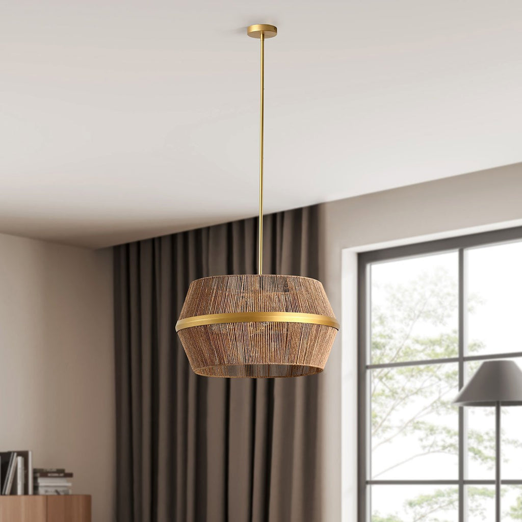 Woven Rattan Round Chandelier