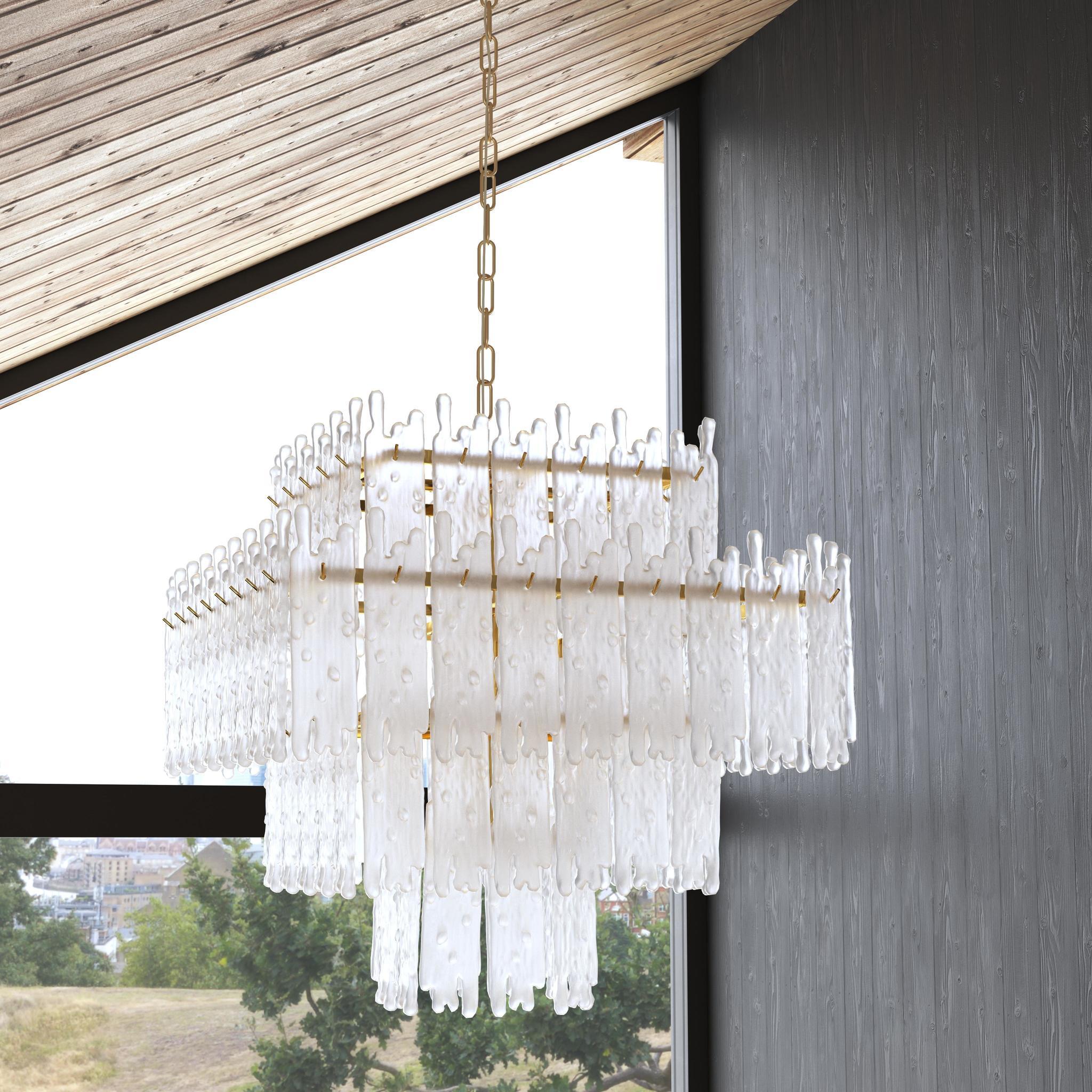 Sleek Glass Square Chandelier