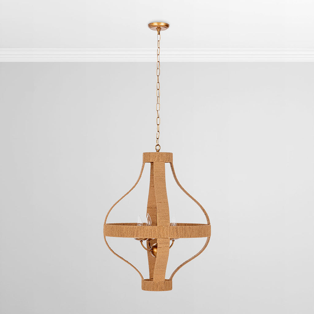 Gold Iron Rattan Round Pendant