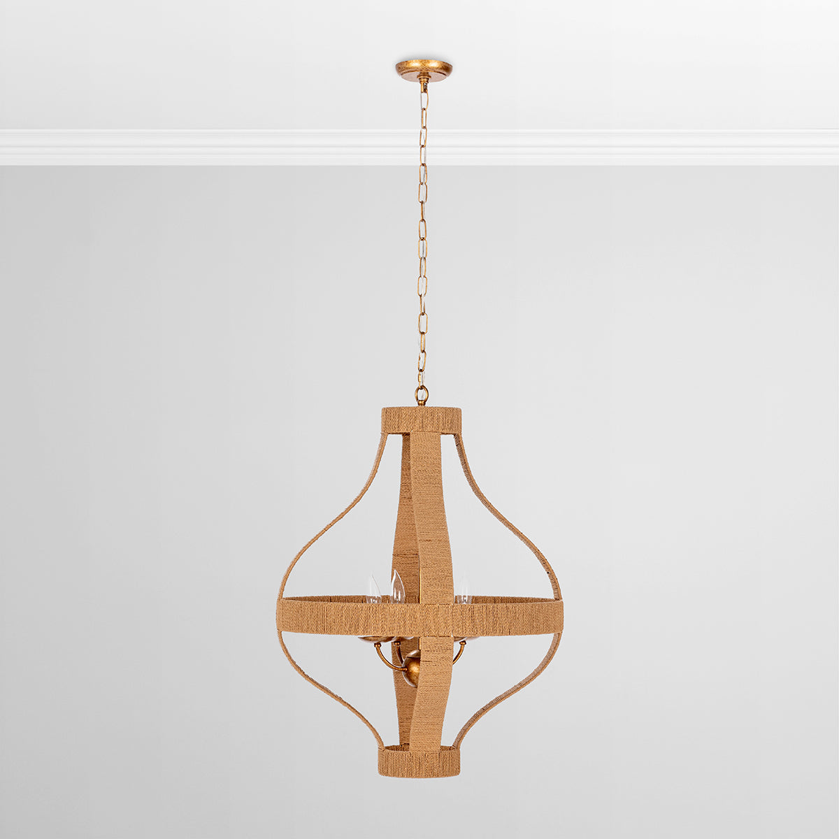 Gold Iron Rattan Round Pendant