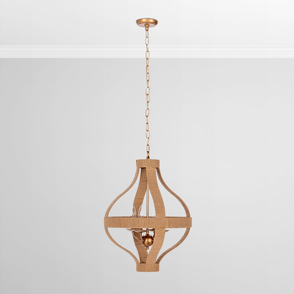Gold Iron Rattan Round Pendant