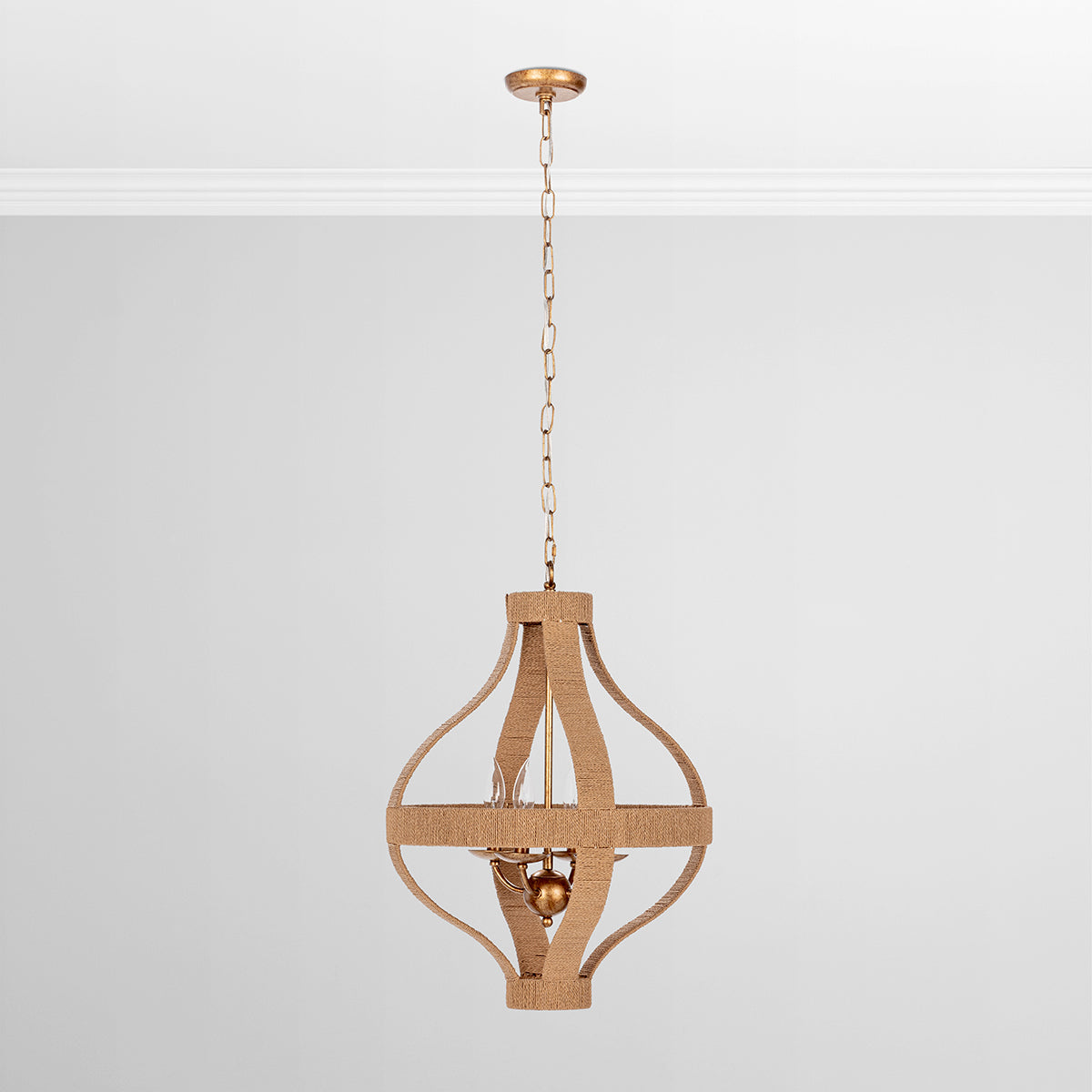 Gold Iron Rattan Round Pendant